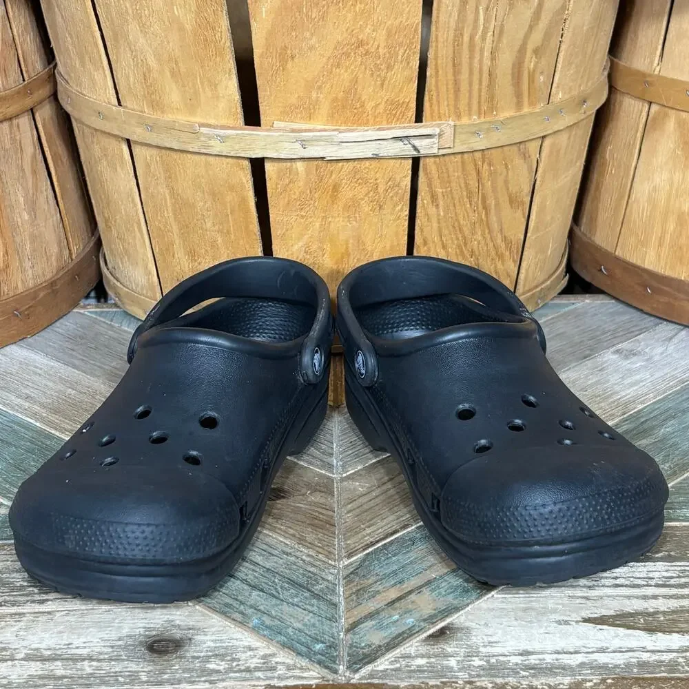 Crocs Reinforce Closed Toe Cap Toe Black Rubber Unisex Clogs Mens Size 8